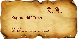 Kapsa Márta névjegykártya